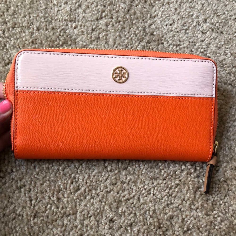 Tory Burch color block zip continental wallet